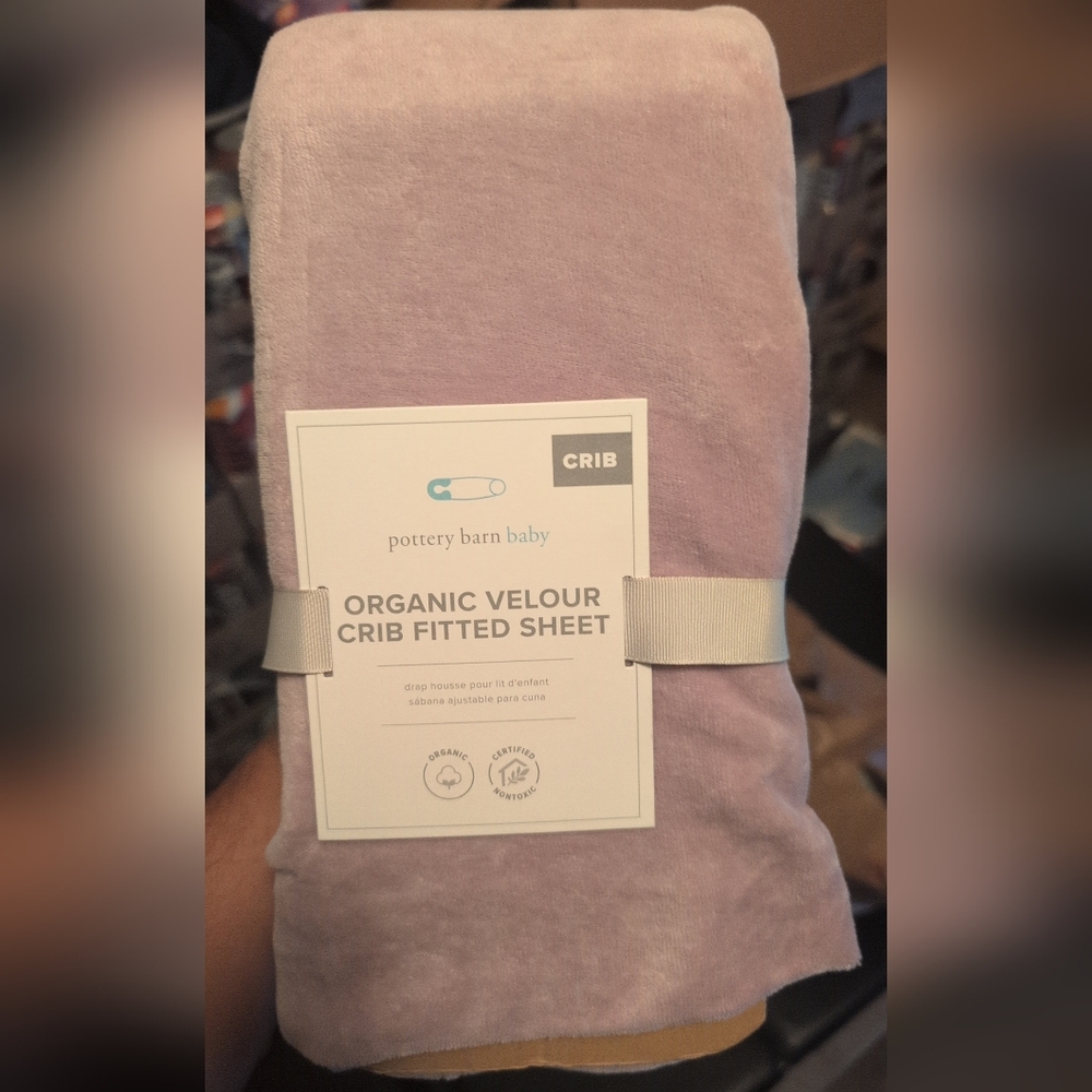 Pottery Barn Organic Velour Crib Fitted Sheet - Soft Purple